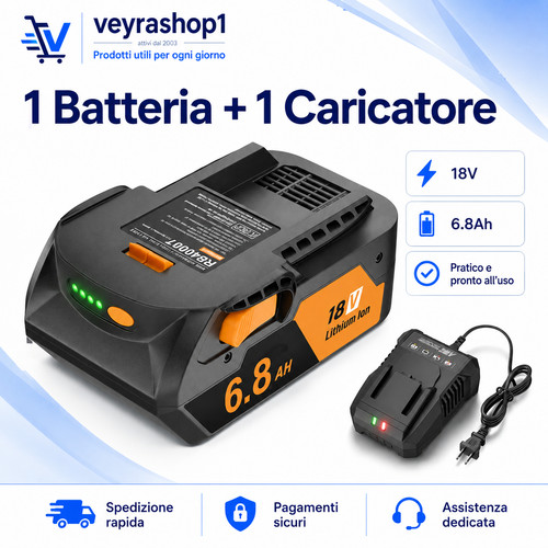 Batteria 18v 8ah per ridgid - 18v,