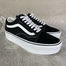 Scarpe Vans Old Skool Stackform donna taglia 10 nere bianche tela plateau NUOVE