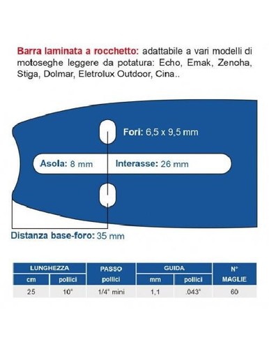 Barra motosega potatura - motosega,