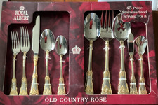 Royal Albert OLD COUNTRY ROSES Servizio 45 pezzi per 8 posate 18/10 inutilizzate
