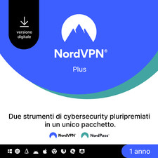 NordVPN Plus, 1-Anno, VPN e  Software Password Manager, Codice Digitale