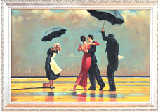 Jack VETTRIANO - Sotto la pioggia 92x61 cm Copia olio dipinto quadro in cornice