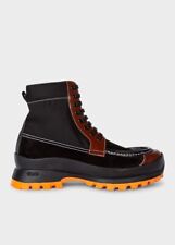 Stivaletti da combattimento Paul Smith Brutus da uomo in pelle Vibram nero marrone taglia UK 9