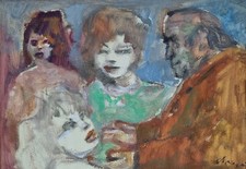 Mino Maccari, Le Allieve (autoritratto con allieve), 1960, olio esposto e pubbl.