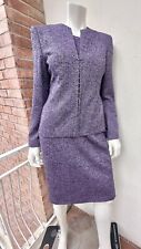 VERSUS Versace Couture Suit Set Purple Grey Wool Jacket Dress 90s Size IT 42-S-M
