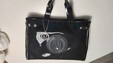ARMANI JEANS MAXI BORSA IN VERNICE NERA -USATA PARI AL NUOVO-  2 MANICI