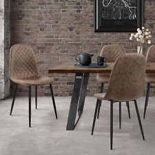 Set 4 sedie per sala da pranzo cucina soggiorno imbottite in ecopelle marrone