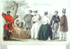 Gravure Mode Le Progres 1855-