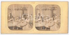 1890 ca FRANCIA - Scuola DANZA CLASSICA - Ballerine *Foto stereoscopica