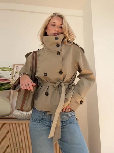 Trench corto donna cintura - trench,