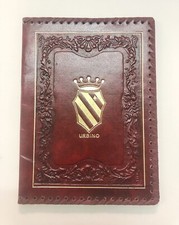 Porta Documenti Artigianale Stemma Urbino. Sovracoperta Quaderno In Pelle Rossa
