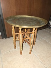Tavolino Orientale Marocchino Ottone E Legno