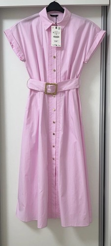Zara rosa popeline midi - rosa,