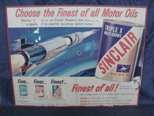 Insegna Sinclair motor oils space rocket olio old sign vintage