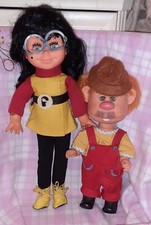 BAMBOLE FANELLA E PROVOLINO EFFE CAROSELLO RARI ANNI 70 VINTAGE DOLLS PUPAZZI 