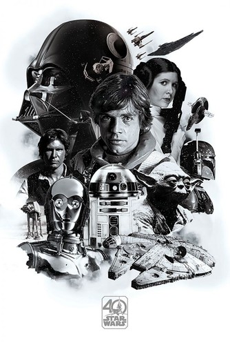 Star wars poster nero - star, bianco