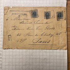 Storia Postale Busta Raccomandata 1901 Genova Parigi Poste Italiane 25 Cent