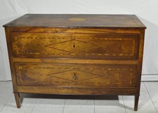 Antico cassettone epoca Luigi XVI- Noce Massello, intarsi Frutto, Prima patina