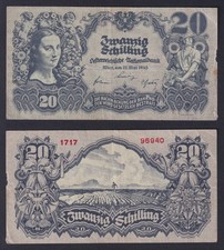 Banconota Austria 20 schilling 1945 P.-116 BB/VF