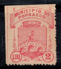 Ponsacco - Nuovo ** 100% marche comunali 2 Lire, Municipio