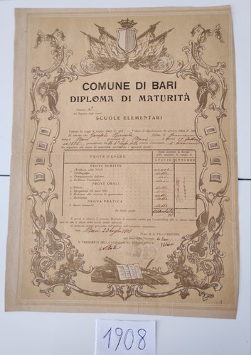 Diploma maturità del 1908 - maturità,