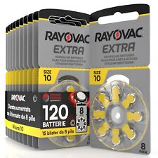 120 Batterie PILE RAYOVAC Extra 10 per Apparecchi Acustici PROTESI udito PR70