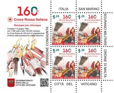 VATICANO 2024 FOGLIETTO CROCE ROSSA EMISSIONE CONGIUNTA SMOM ITALIA SAN MARINO