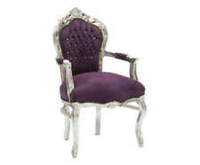 Poltrona in stile barocco LUIGI XVI struttura argento silver rivestimento viola 