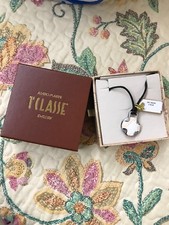 Collana Cordoncino Alviero Martini Nuova Affare Croce Acciaio Pelle Unisex Donna