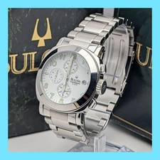 Orologio BULOVA Cronografo Quarzo Quadrante Bianco BVV402 1,68in Cassa...