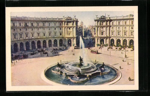Cartolina roma piazza esedra - cartolina, roma,