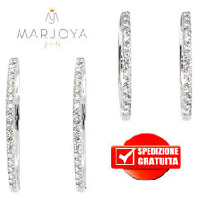 Orecchini ovali in oro bianco 18 kt con diamanti ct. 0,30 e 0,42