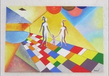 DONNE 90X60CM. FAMIGLIA ARCOBALENO ASTRATTO SURREALISMO