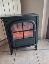 Camino Elettrico da Terra con Effetto Fiama - Nero