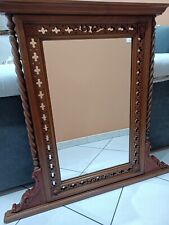 Specchiera vintage Specchio con cornice decorata con intagli color noce