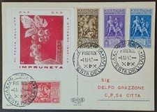1942 Festa dell'Uva di Impruneta, Tito Livio con annulli speciali su cartolina