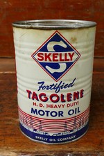 Vintage Skelly Tagolene HD Heavy Duty Motor Oil Metal One Quart Oil Can - Empty