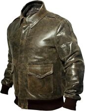 Giacca da pilota di volo in vera pelle bomber aviatore A2 invecchiato da uomo