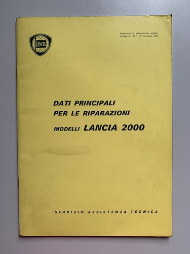 Lancia 2000 manuale dati - 2000,