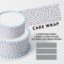 Baseball Pattern Strip Edible