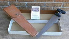 Coltelli Buck vintage, modello Buck 'Sawbuck' 154 con fodero in pelle, NOS