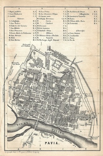 Stampa antica pavia pianta - pavia,