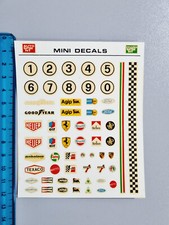 DECALCOMANIE MINI DECALS FERRARI-JPS-GULF-KONI-TEXACO-GOOD YEAR-FORD-AGIP-MATTEL