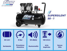 Compressore aria compressa 50 litri FIAC SUPER SILENT 50 portatile silenzioso
