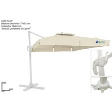 OMBRELLONE A BRACCIO LATERALE MT.3X4 DOPPIO TETTO CON FLAP BEIGE CHIARO