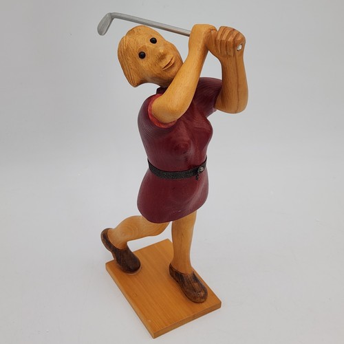 Figura donna golfista legno - donna, in