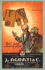 bu767 cartolina pubblicitaria l.agrati maglieria calolziocorte lecco
