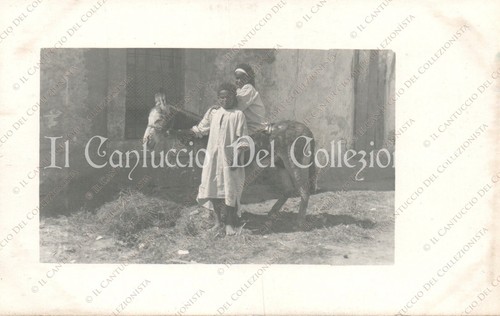 1912c libia bambini con - con, mulo