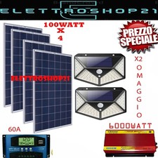 Kit Fotovoltaico 3 KW Pwm Inverter 6000W 4Pannello Solare 400W regolatore 60 amp