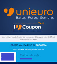 Unieuro Buono Sconto 5% Coupon
